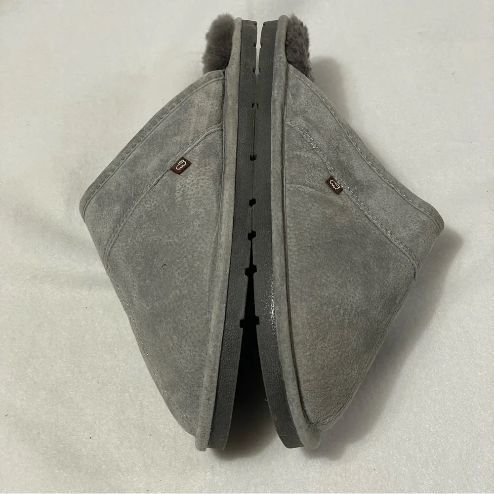 Lamo Mens Sheepskin slip on Grey Scuff Slipper sz 9 Comfort‎ Eclectic Grandpa